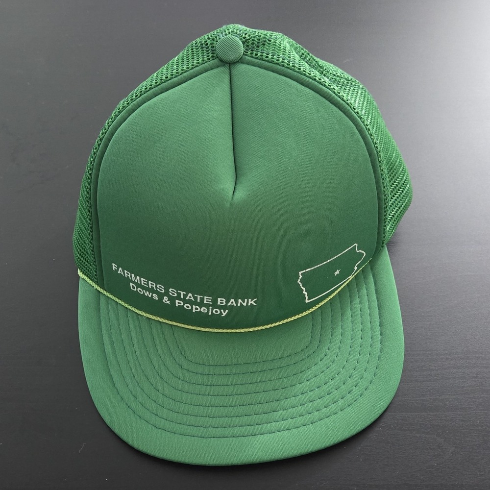Vintage Farmers State Bank‎ Snapback Mesh Trucker Hat Green by Winner